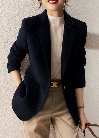 Lose Navy Kerb Knopf Patchwork Spandex Mäntel Herbst 