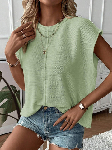 Women Solid Color Bat Sleeve Sweater Top