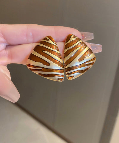 Fashion Black Copper Alloy Triangl Stud Earrings