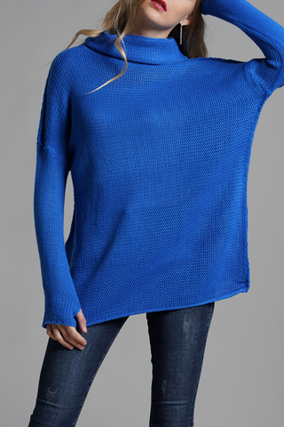 Casual Solid Split Joint Turtleneck Tops Sweater