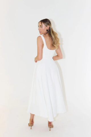 Celeste Charm - Vestido midi con escote cuadrado 