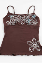Y2K Retro Floral Print Slim Cami Top