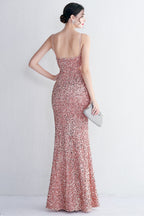 Mermaid Halter Black Sequins Long Prom Dress with Keyhole