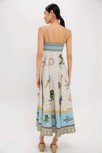 High Waist Print Cami Casual Maxi Dress