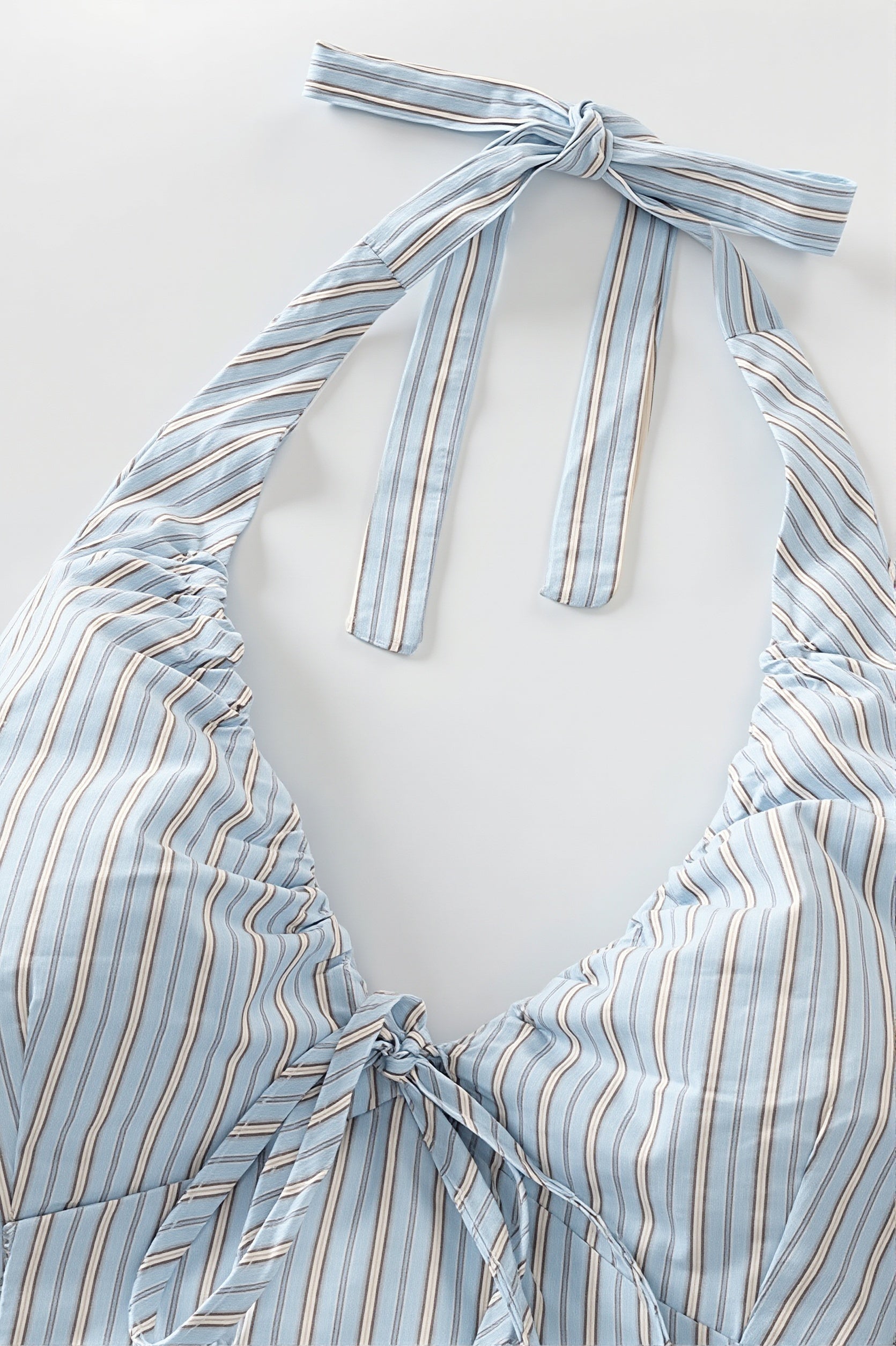 Sweet Striped Tie Backless Halter Top