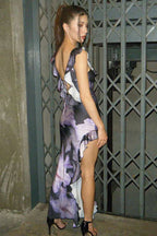 Ruffled U-Neck Backless Maxi Dress