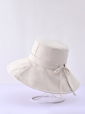 Summer Solid Cotton Drawstring Sunproof Hat