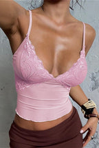 Sexy V Neck Lace Slim Cami Top