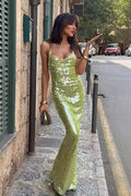 Sequin Backless Bodycon Cami Maxi Dress