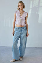 Bow Tie Lace Relaxed Ruffle Blouse