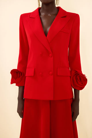 3D Floral Long Sleeve Blazer