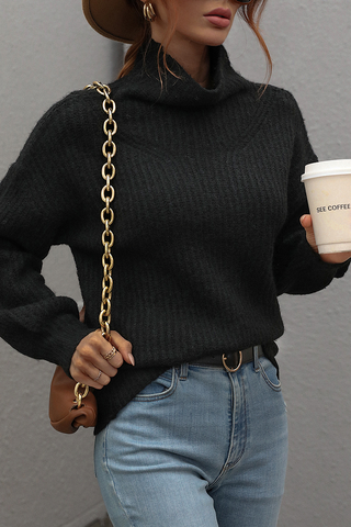 Casual Solid Patchwork Turtleneck Sweaters (6 Colors)