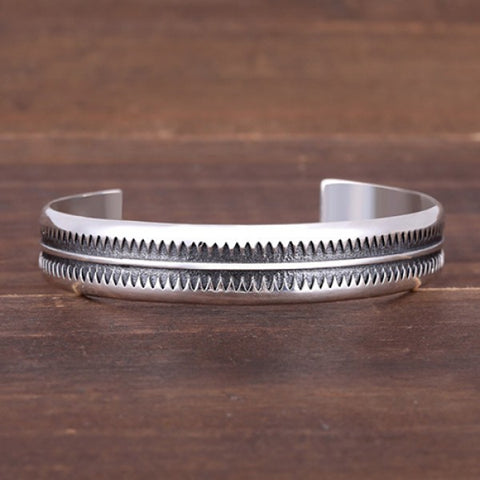 Sterling Silver Zigzag Pattern Cuff Bracelet