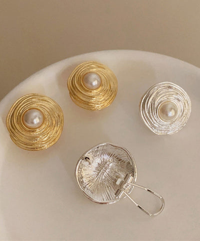 Pendientes vintage de perlas de resina y metal de seda 