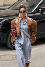 Vintage Oversized PU Leather Blazer