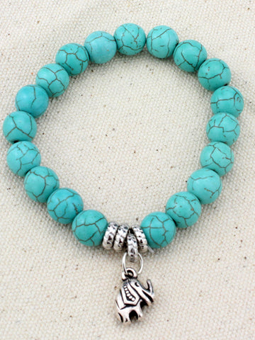 Pulsera de cruz de elefante de moda turquesa 
