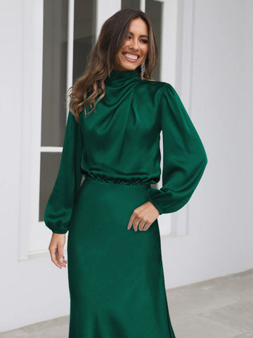 FROM THE SOURCE HIGH NECK BRIDAL MAXI DRESS - EMERALD