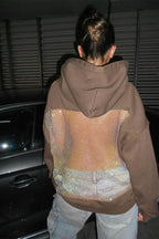Mesh Cutout Hooded Long Sleeve Casual Sporty Hoodie