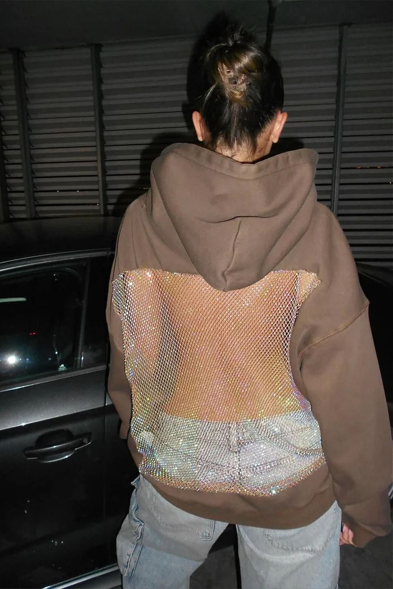 Mesh Cutout Hooded Long Sleeve Casual Sporty Hoodie
