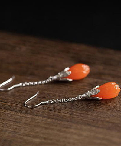 Damen-Ohrringe aus Sterlingsilber mit Jade-Quaste 