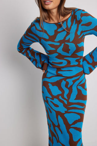 Ava Jacquard-Strick-Midikleid 