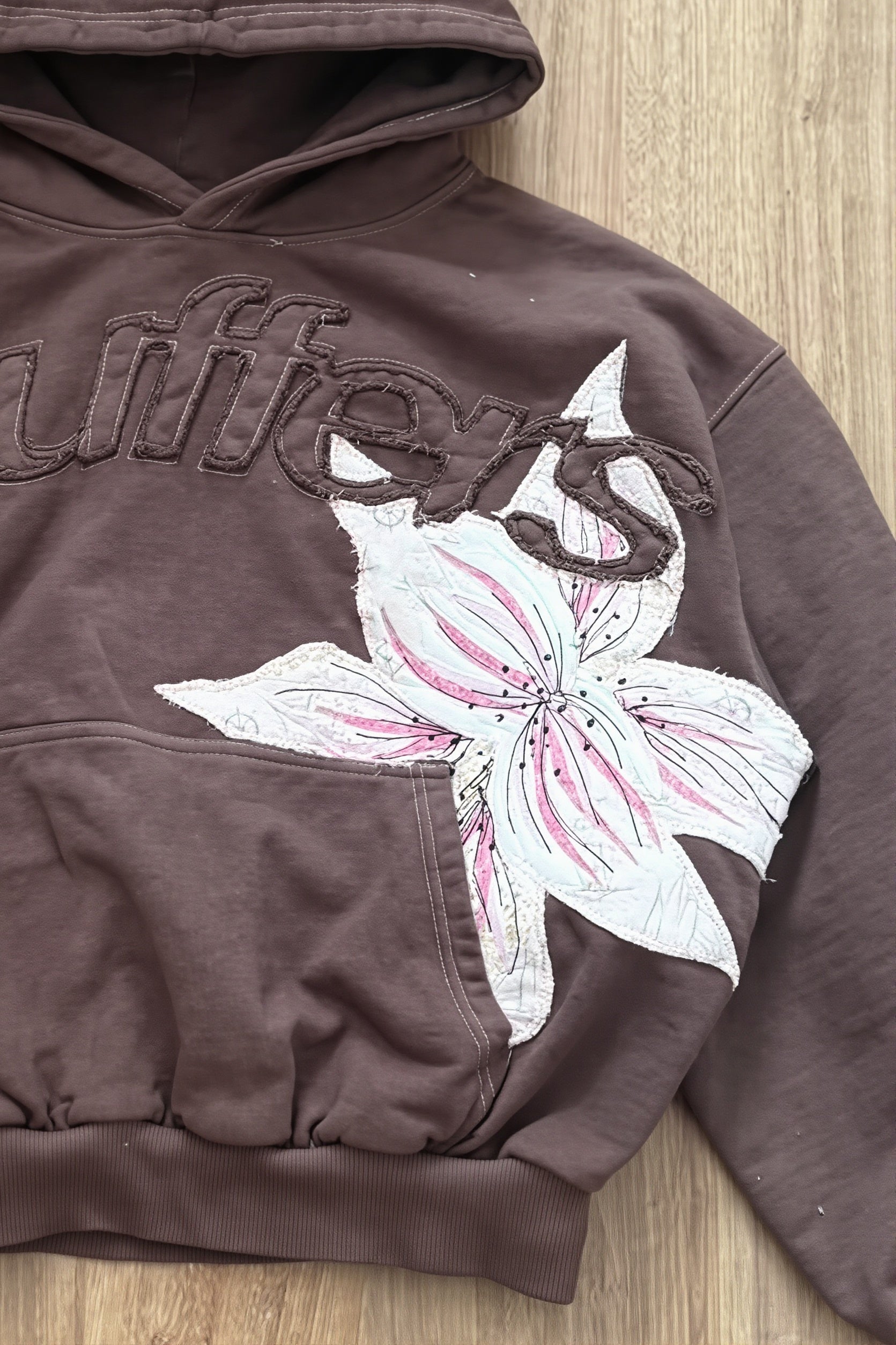 Floral Applique Street Hoodie