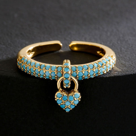 "Zirconia Love Knot: Heart Charm Rings"