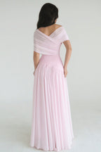 Pink Soft Elegant Cross Maxi Dress