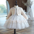 Kommunionkleid für Babys und Kleinkinder, zweiteiliges Pailletten-Thermokleid für Geburtstagsfeiern 