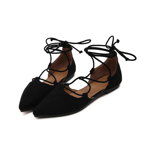 Cross Tied Pointed Toe Flats Shoes for Women Elegant Ballet Mary Janes Pumps Leopard Print Elegant Woman Shoes with Low Heels