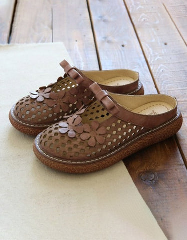 Pantuflas de plataforma retro con flores de verano para mujer 
