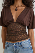 Batwing Lace Splicing Elegant Blouse