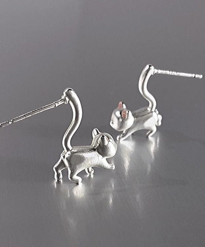 Original Design Seide Sterling Silber Little Cats Tropfen Ohrringe 