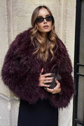 Thickened Plush Collar Solid Warm Short Coat