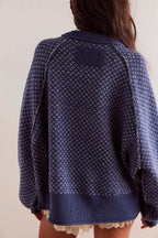 Dotted Panel Loose Crew Neck Sweatshirt