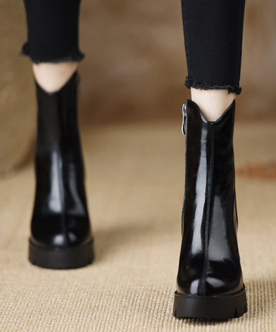 Rote handgemachte klobige Rindsleder-Spleißstiefel für Damen 