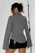 Button Striped Long Sleeve Shirt Cardigan Blouse