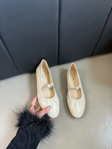 Mocasines de punta redonda para mujer, recién llegados en 2024, informales, de tacón bajo y plano, blancos, marrones, negros y rojos, sin cordones, Mary Janes, tallas 35-39 