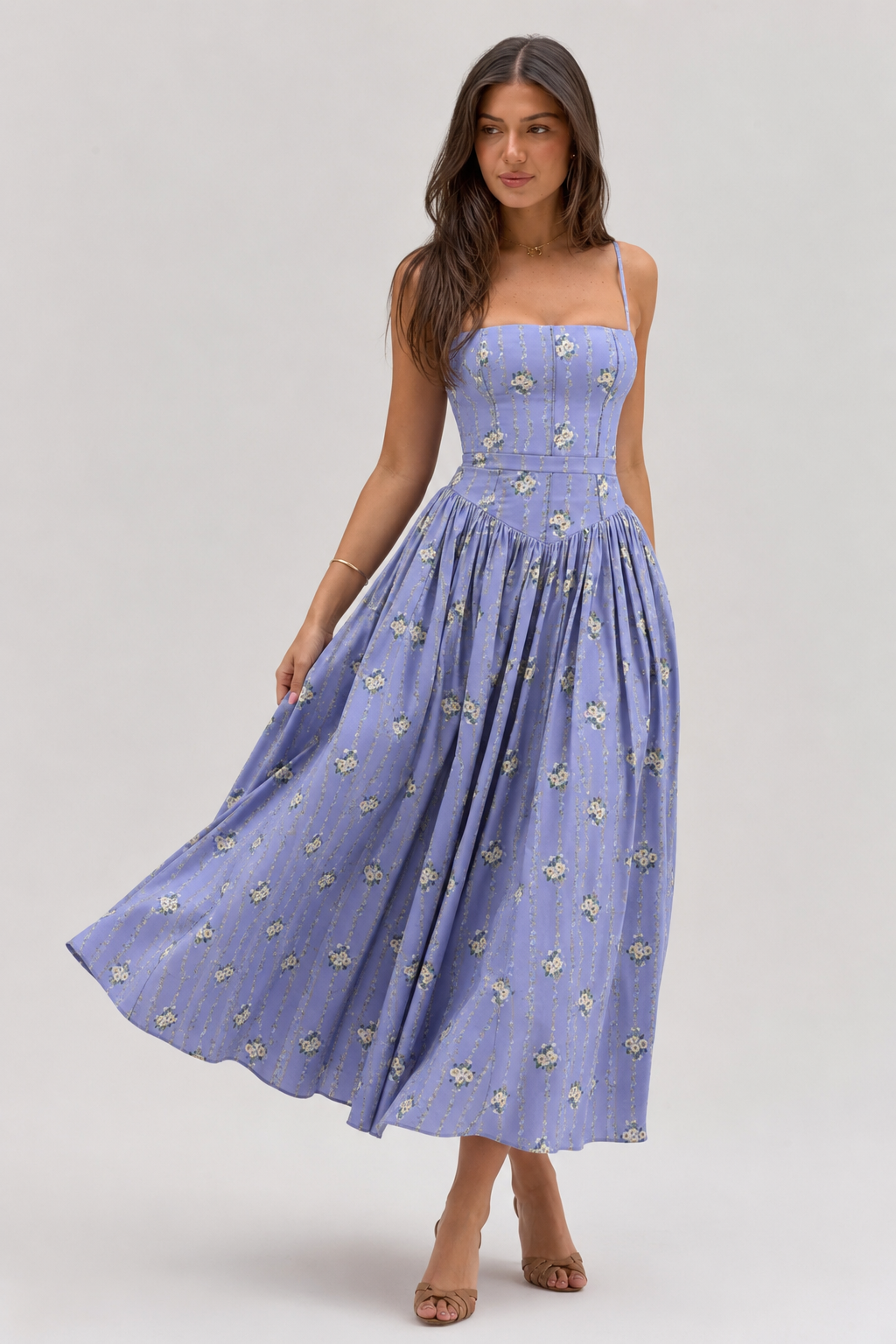 Chic Floral Print Cami Slip Maxi Dress