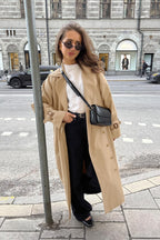 Chic Khaki Longline Double Breasted  Overcoat