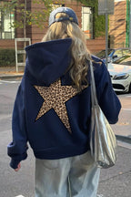 Star Print Loose Fit Pullover Hoodie