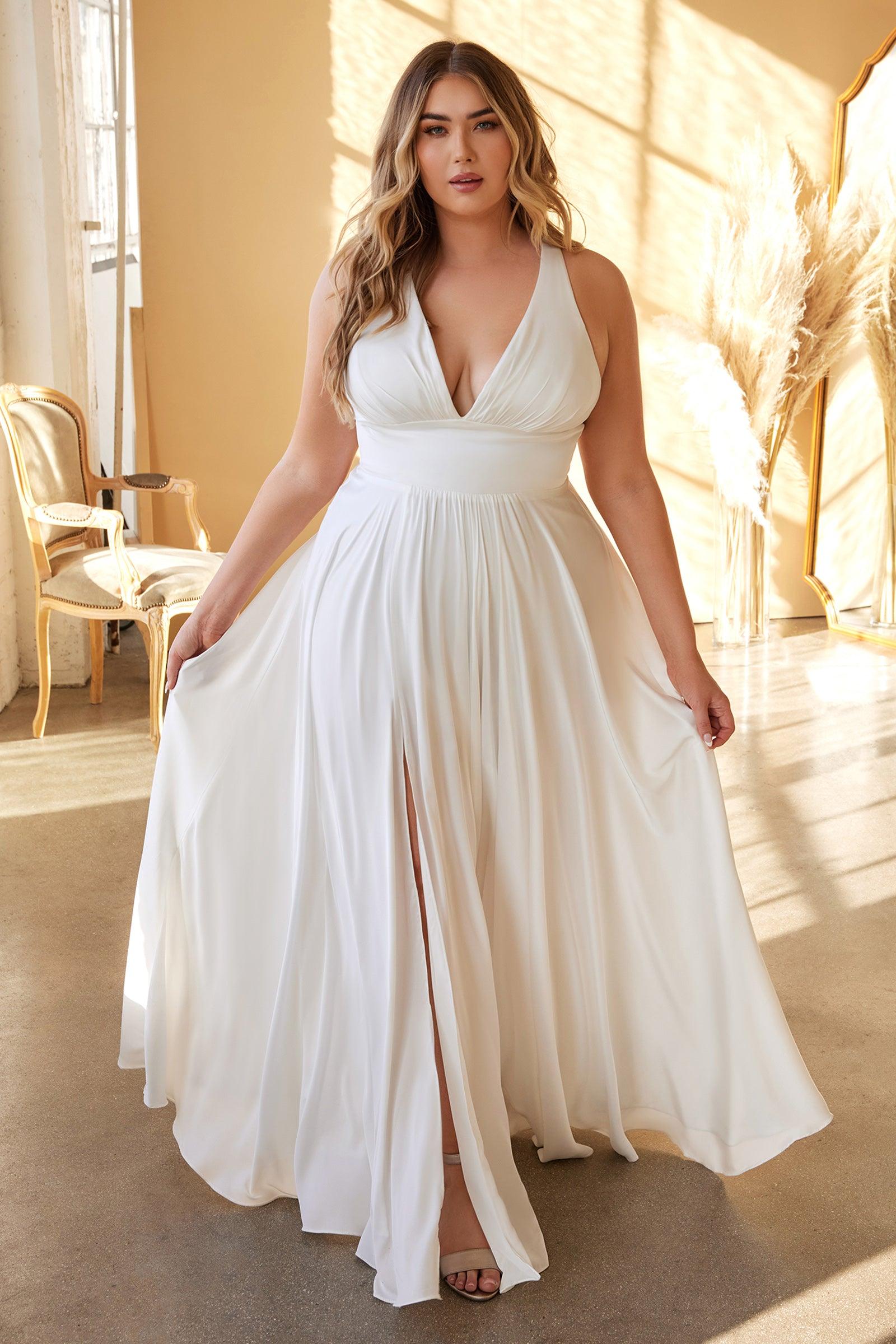 Long Simple Sleeveless Plus Size Wedding Dress