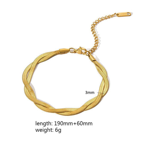 Pulseras de cadena de acero y titanio dorado con hueso de serpiente 