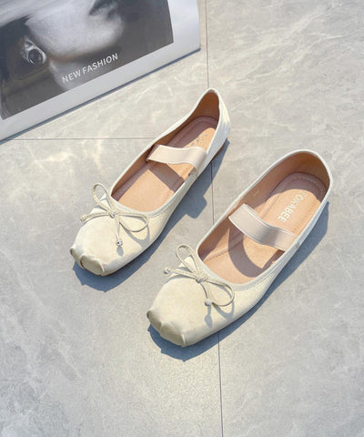 Comfy Soft Splicing Bow Flat Feet Shoes Blue Satin