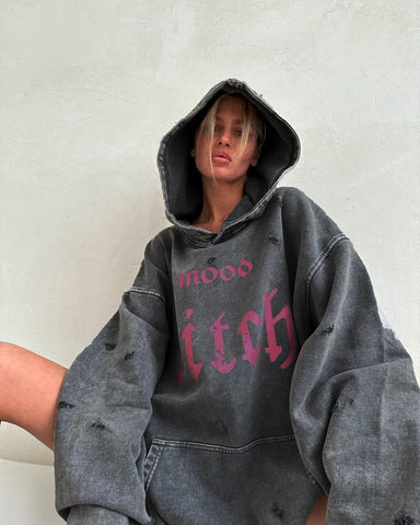 Celestia Printed Hoodie Lazy Loose Pocket Coat