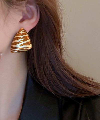 Fashion Black Copper Alloy Triangl Stud Earrings