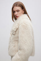 Plush Paneled Thick Warm Notch Collar Coat