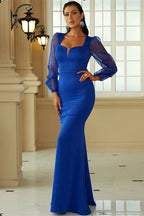 Queen Anne Long Sleeve Mermaid Formal Dress