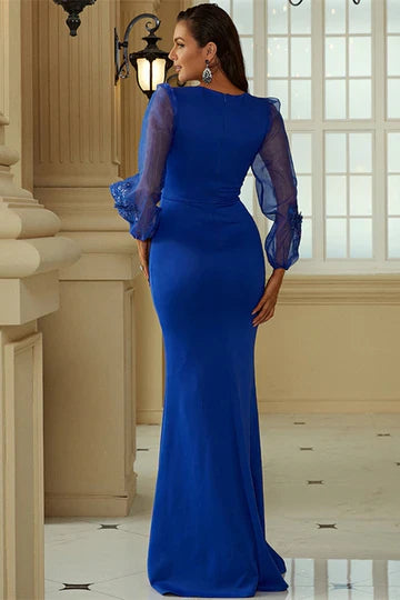 Queen Anne Long Sleeve Mermaid Formal Dress