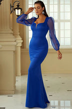 Queen Anne Long Sleeve Mermaid Formal Dress